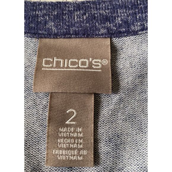 EUC Chico's Lace-up Tunic, Blue Animal Mixed Print, 3/4 Sleeve, Size 2 (large) - Picture 4 of 5